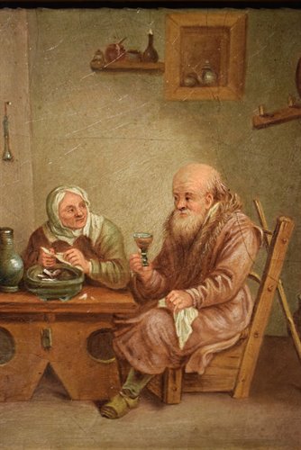 Coppia di personaggi all' interno della cucina